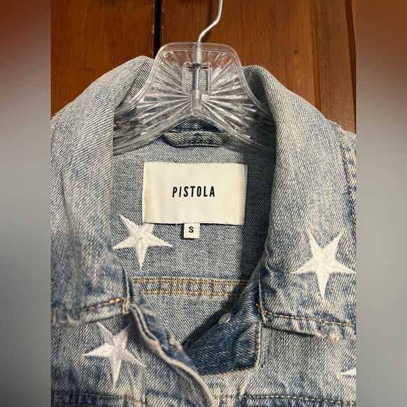 Pistola Brando Star Embroidery Denim Jacket Size Small Fall Winter Festival Boho - Picture 6 of 11